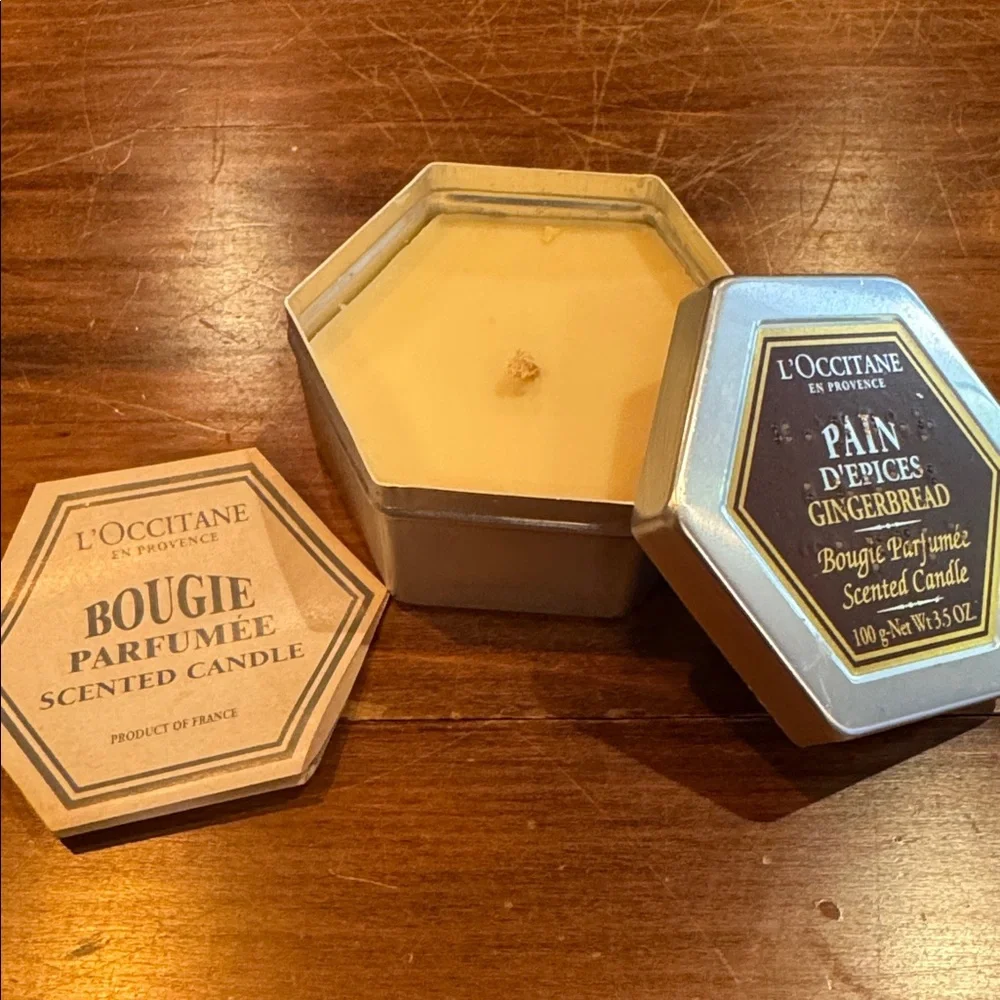 NEW L’occitane Gingerbread Lidded Tin Bougie Scented Candle 3.5 oz 20 hrs